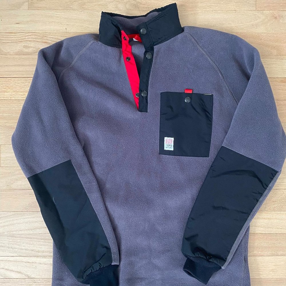 Topo Designs Men's Mountain Fleece Pullover - Grey/Black